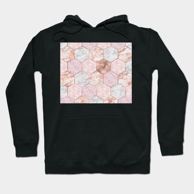 Rose gold princess marble hexagons Hoodie by marbleco